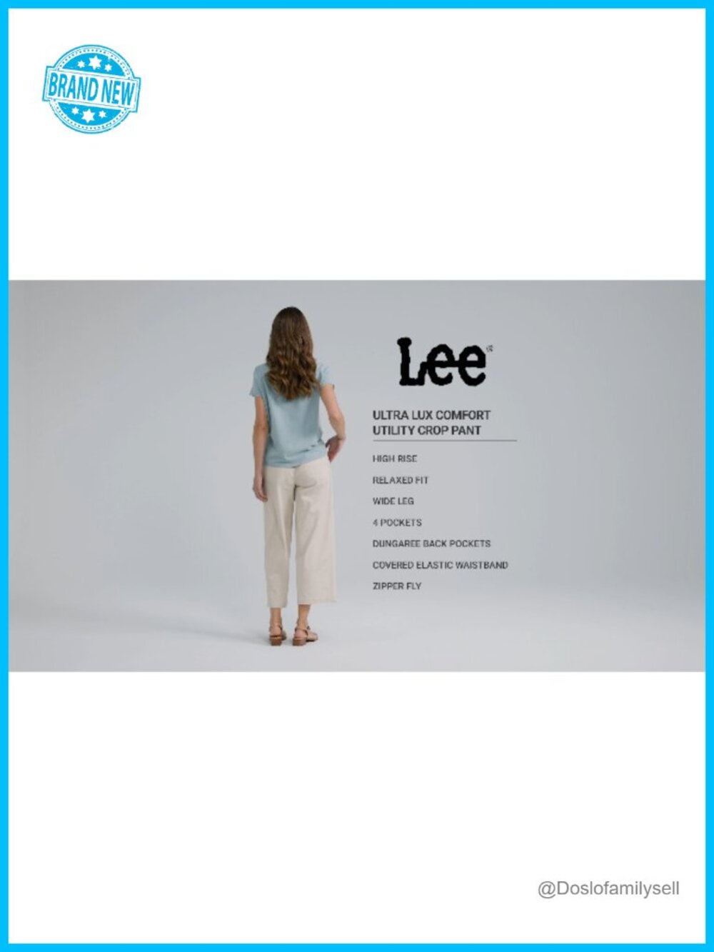 Wide Leg Crop Capri Pants with Elastic Waistband - Picture 5 of 5